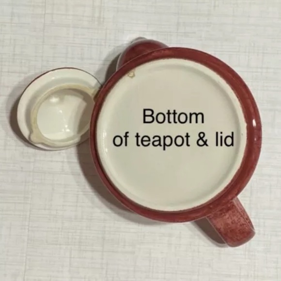 💥HOST PICK💥Hand Painted Squat 3 3/4” Tea Pot+Lid - Red Brown/Tan ~Some Crazing - Picture 8 of 11